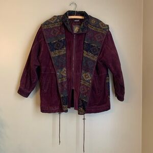 VTG Adventure Bound Coat Wilsons Suede Western Thinsulate Aztec Hooded Jacket L